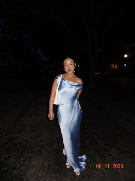 Yvette Slip Maxi Dress With Asymmetrical Hem - Cornflower Blue | MESHKI US Yvette Slip Maxi Dress With Asymmetrical Hem - Cornflower Blue | MESHKI US