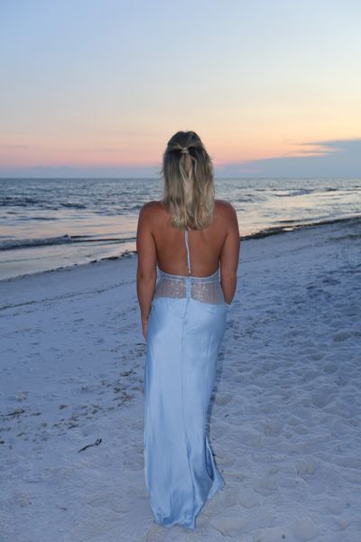 Dinah Lace And Satin Maxi Dress - Cornflower Blue | MESHKI US Dinah Lace And Satin Maxi Dress - Cornflower Blue | MESHKI US