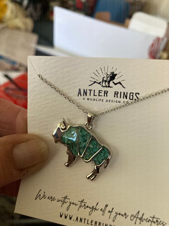 Collier Pendentif Crâne De Bison Turquoise, Style Amérindien (neuf Sans Boîte)