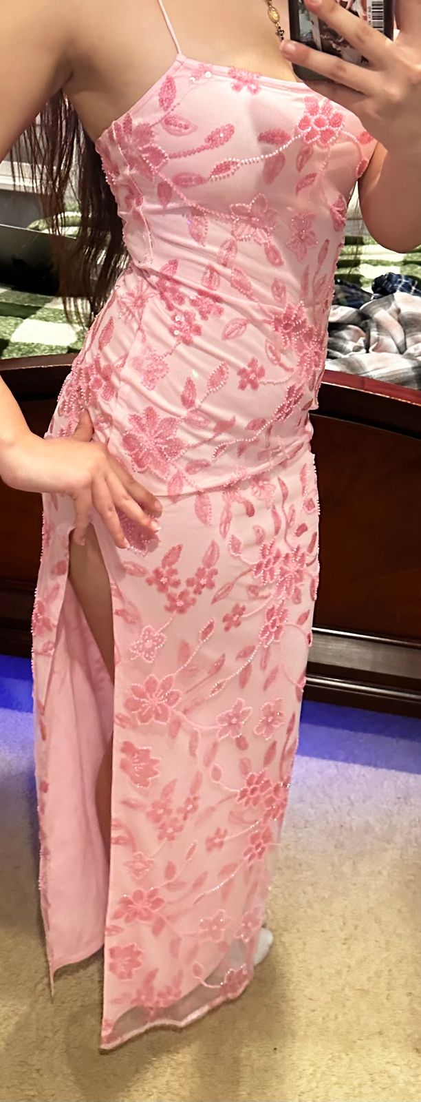 Bright Lights Beaded Maxi Dress - Pink  Peppermayo