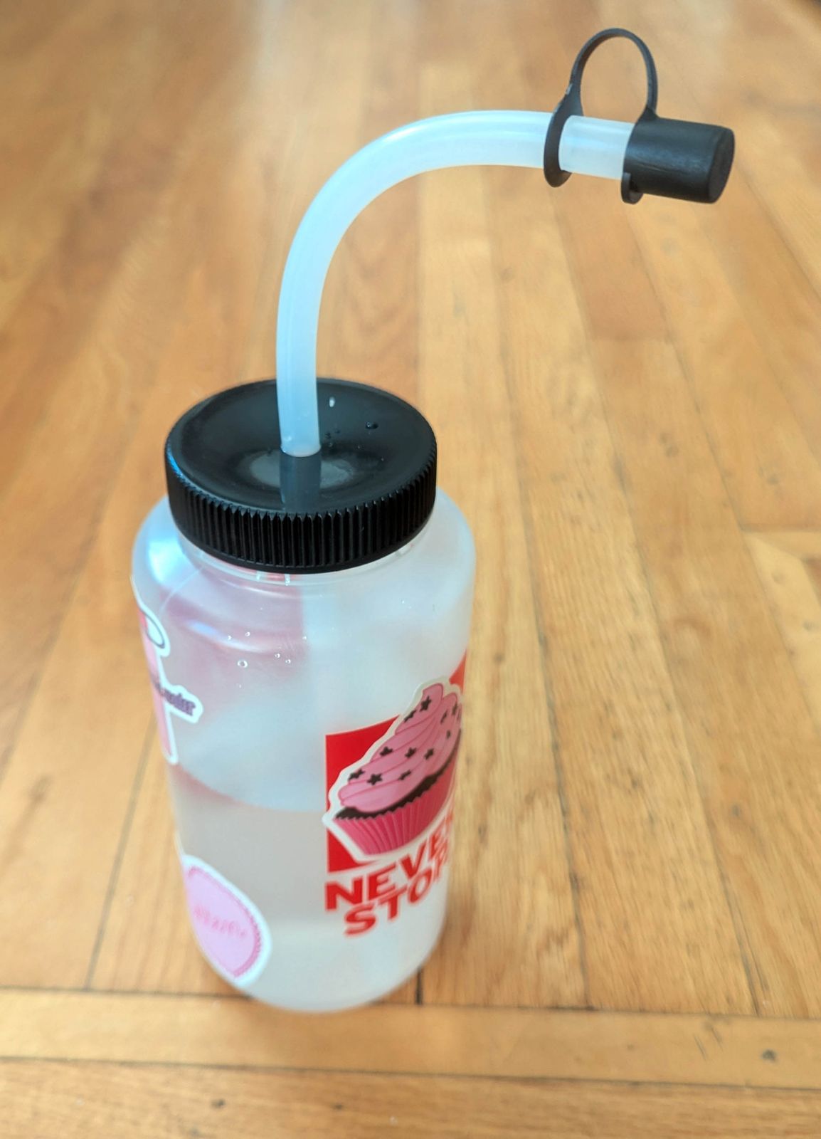 Sports Authority 1 Liter Squeeze Water Bottle With Straw - BPA-Free, White, 33 Fl Oz