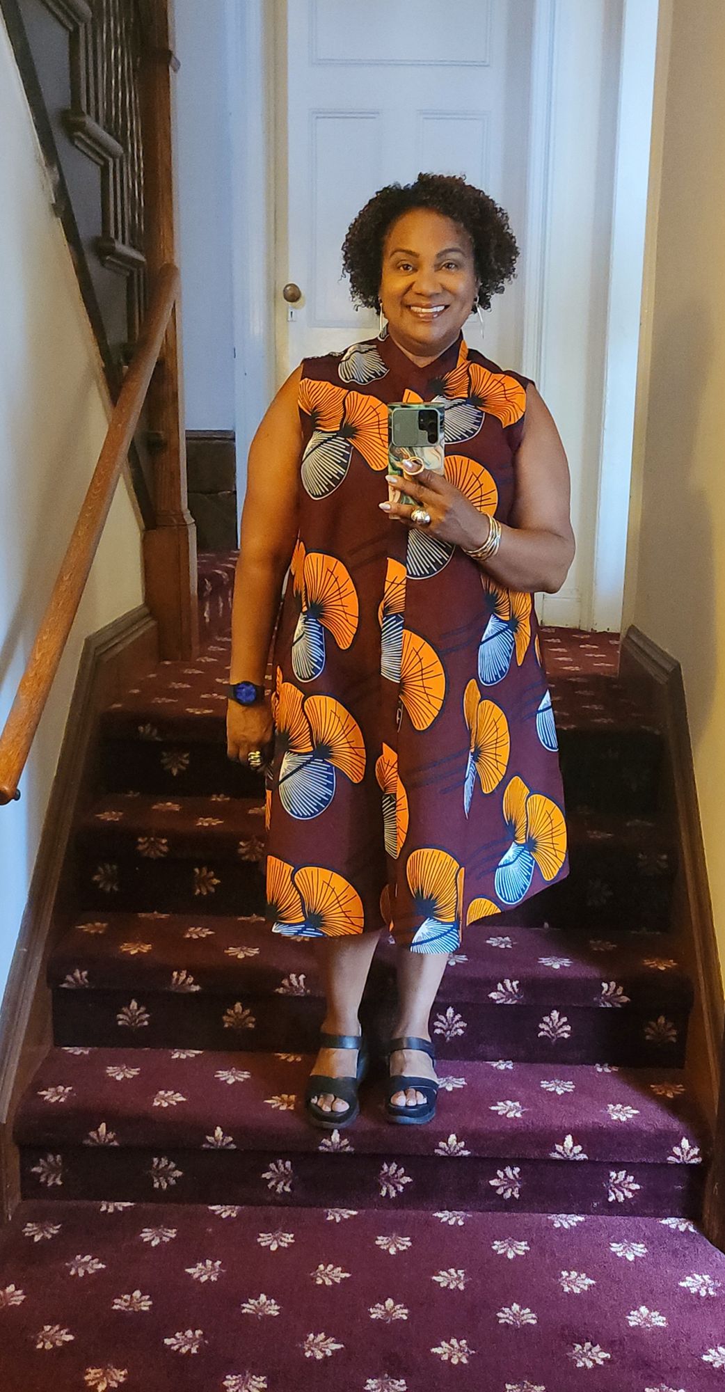 slim fit dress slacks L'atiste by Amy Leaf Print Dress 3X / Yellow