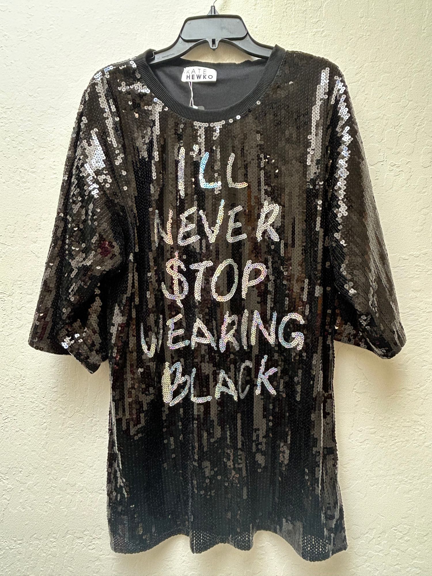 black sequin dress shirt Tie Shoulder Mod Top