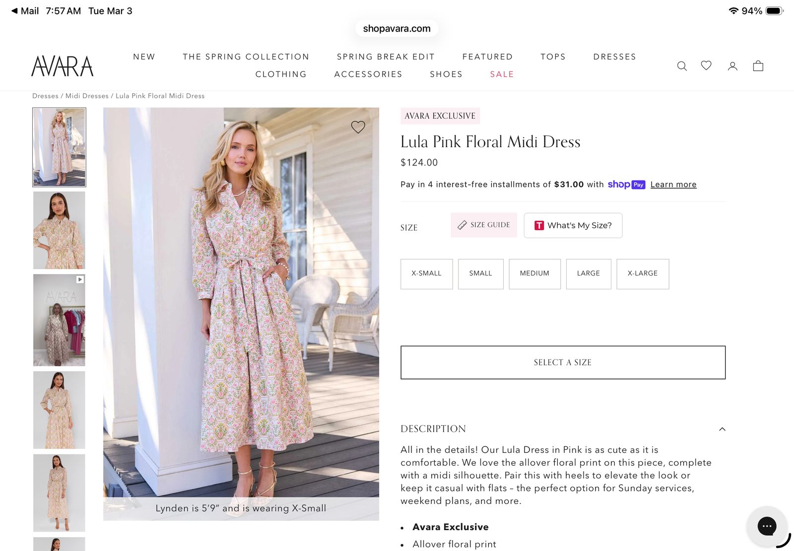 Lula Pink Floral Midi Dress | Avara