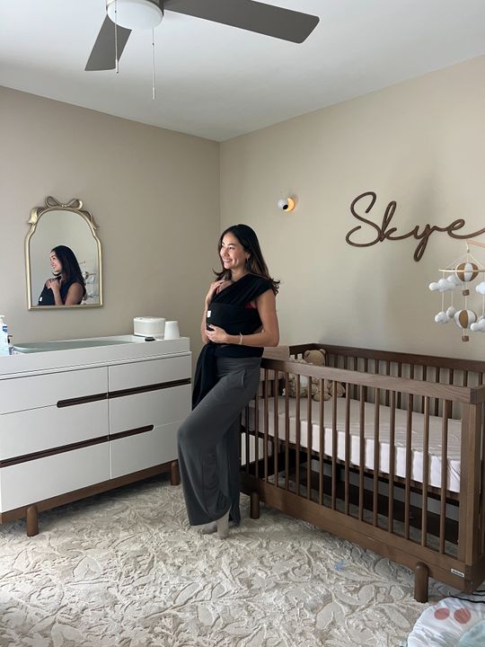 embellished brown dress Craftsman Mission 6-Drawer Nursery Maple Wood Dresser with Changing Topper main image 0