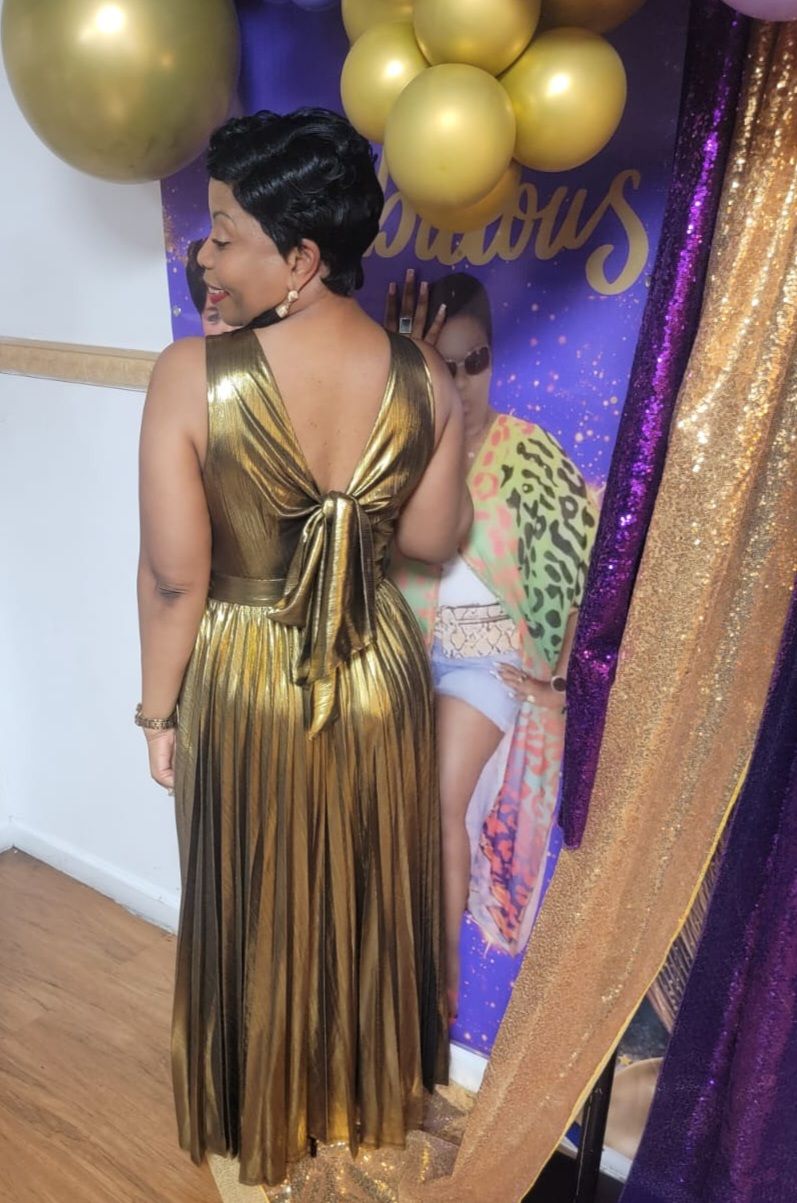 chinese dress ladies Flawless Expression Gold Pleated Long Dress – Zil boutique main image 1