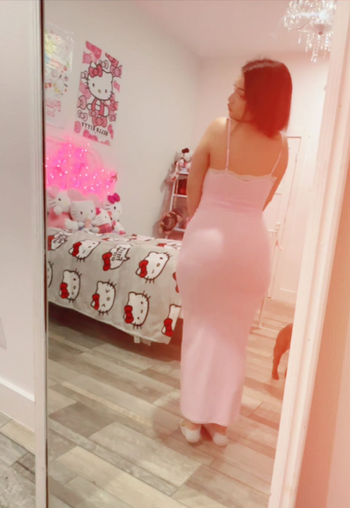 skims dress pink lace SKIMS Stretch Lace Slipdress