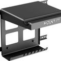 Black metal mounting bracket with padded surface and "MOUNT-IT!" branding, designed for under-desk installation