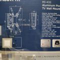 Product packaging for Mount-It MI-432 aluminum pivot TV wall mount showing technical diagrams and specifications