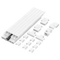 White aluminum LED strip light channels and mounting clips kit for installation