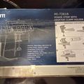 Package for a MOUNT-IT desk clamp power strip holder showing product diagram and installation instructions