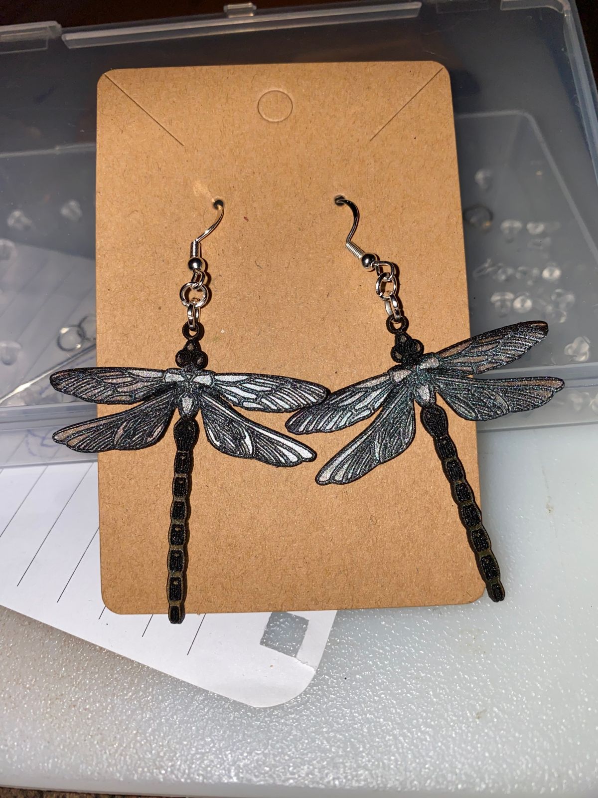 Brand new & fabulous Articulated Dragonfly Earrings - Gold & iridescent stones ✨ 100_9357_1200x1200.jpg?v=  main image 4