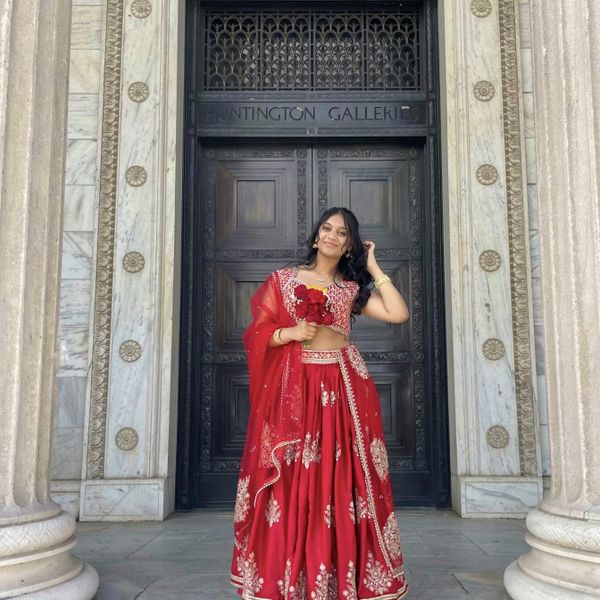 gold and red indian dress Plus Size Red Sequin Anarkali Dress with Cape
