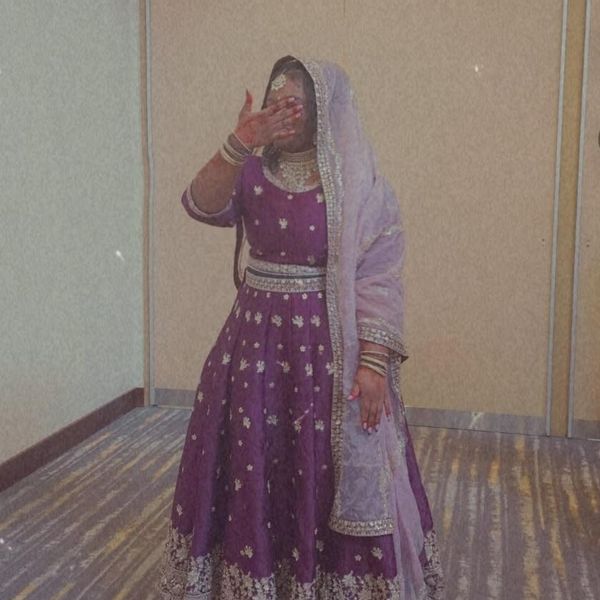 Purple and Gold Embroidered Lehenga