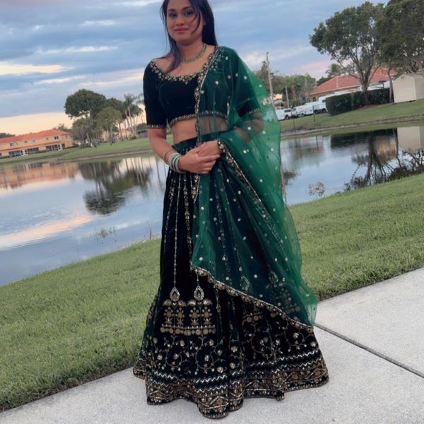 green emerald velvet dress Aashirwad Indian Dress Green Art Silk main image 0
