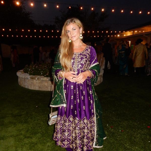 Purple and Green Embroidered Anarkali Palazzo Set