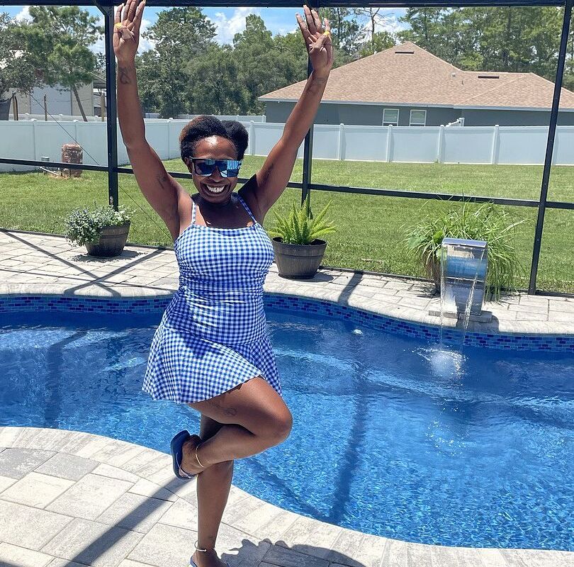swimming pool ladies dress Venice Skirted Swim maxi denim dress
