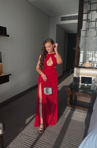 open lace back dress Red Sleeveless Charlie Dress