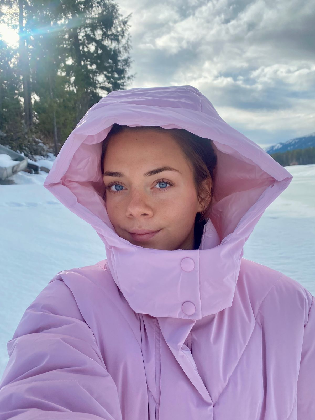 Oversized Quilted Hooded Ski Jacket in Pastel Pink Bo&Tee – Bo+Tee