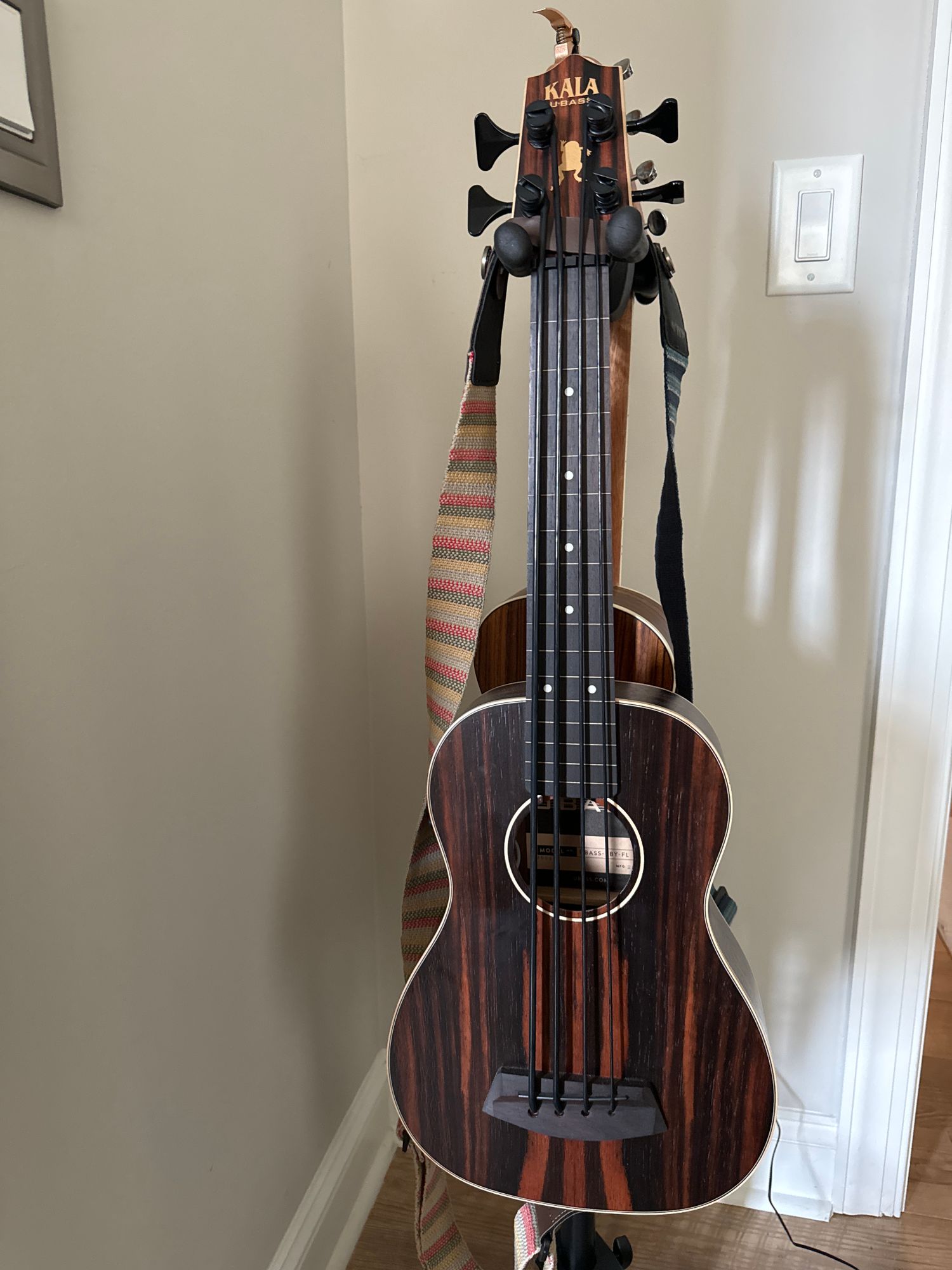 Striped Ebony Fretless Acoustic-Electric U•BASS® – Kala Brand 