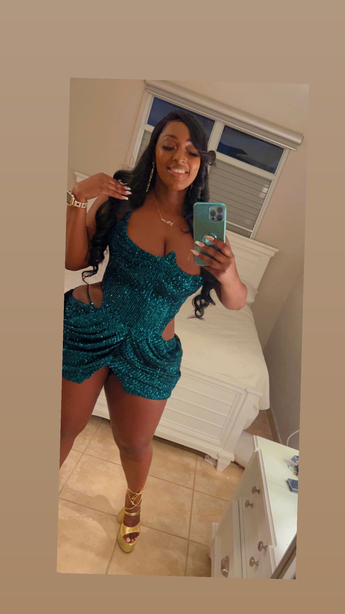Dangerous Woman Green Sequin Mini Dress  Ella Lisqu