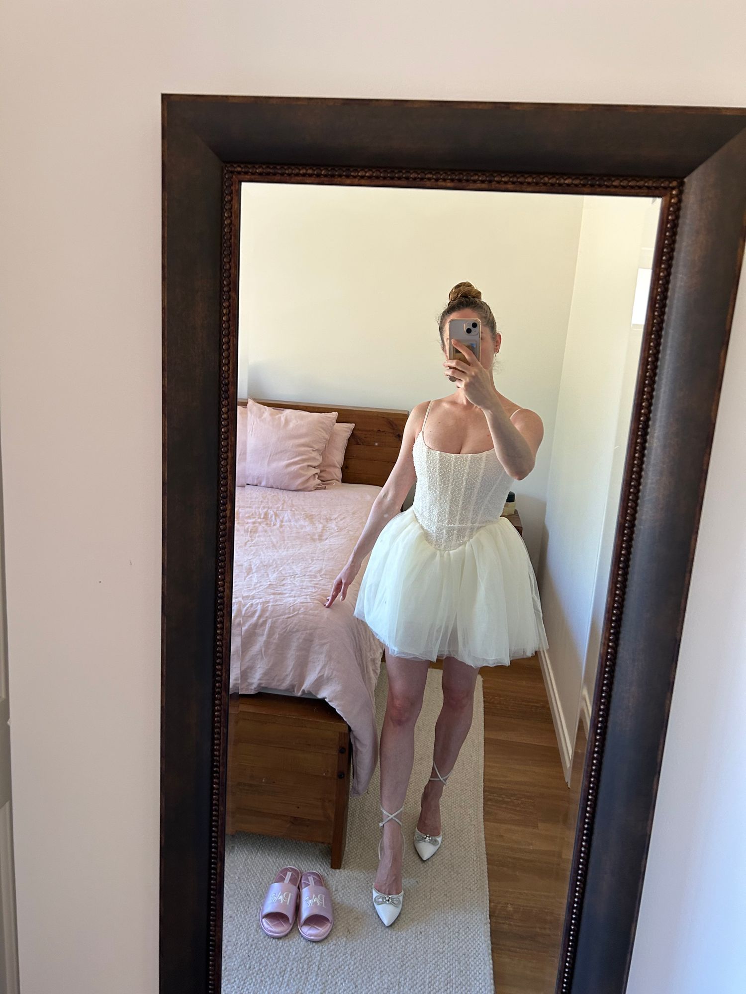 Eugenie Embellished Corset Tulle Skirt Mini Dress in White | Oh Polly