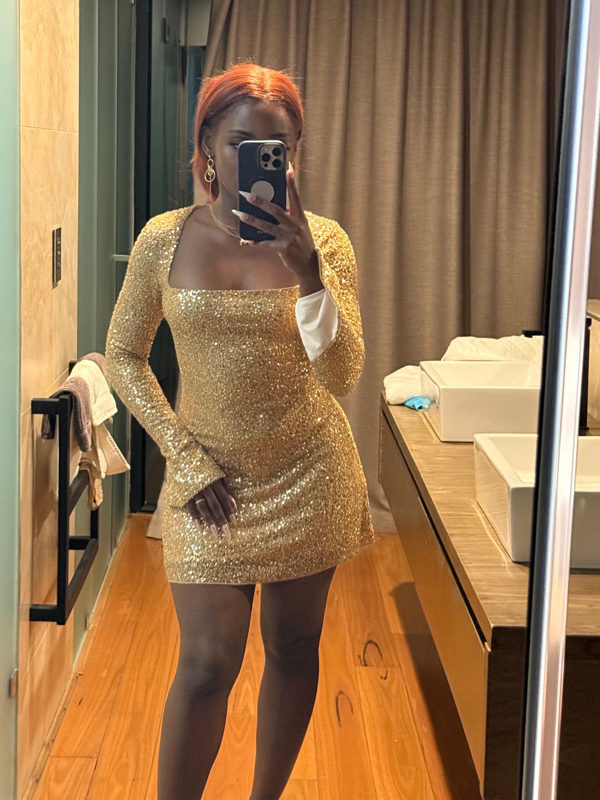 Kiyara Embellished A-Line Mini Dress in Gold | Oh Polly