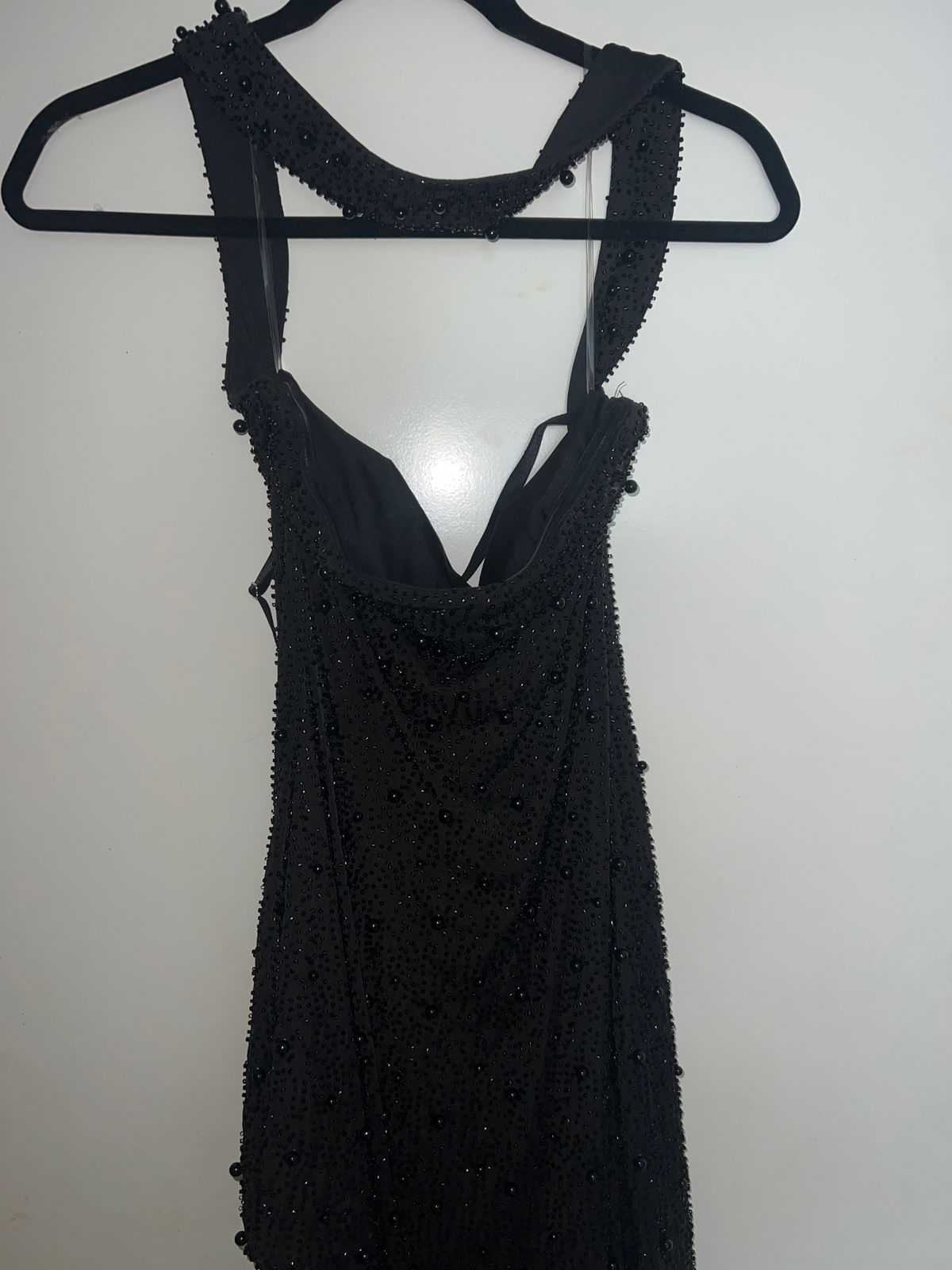 Belgravia Embellished Bandeau Thigh Split Maxi Dress in Black | Oh Polly