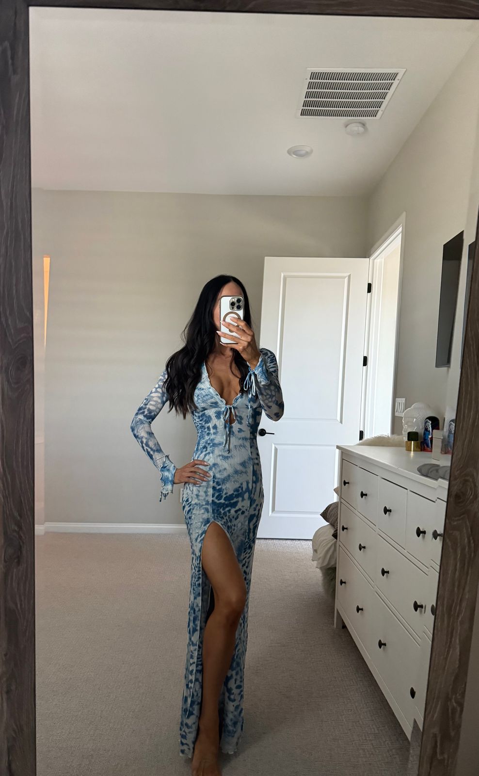 long sleeve cotton shirt dress SHIRTDRESS DUSTER IN PREMIUM ITALIAN COTTON MID OCEAN BLUE / XL / JPS9799