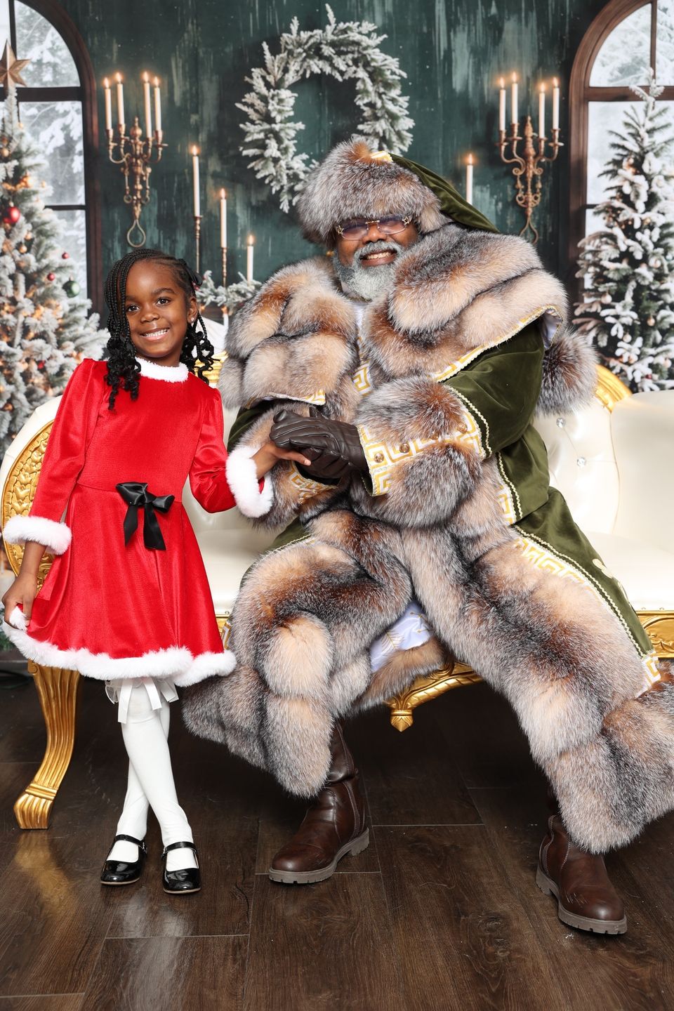 Festive Feelings Velour and Fur Trim Dress – Mia Belle Girls