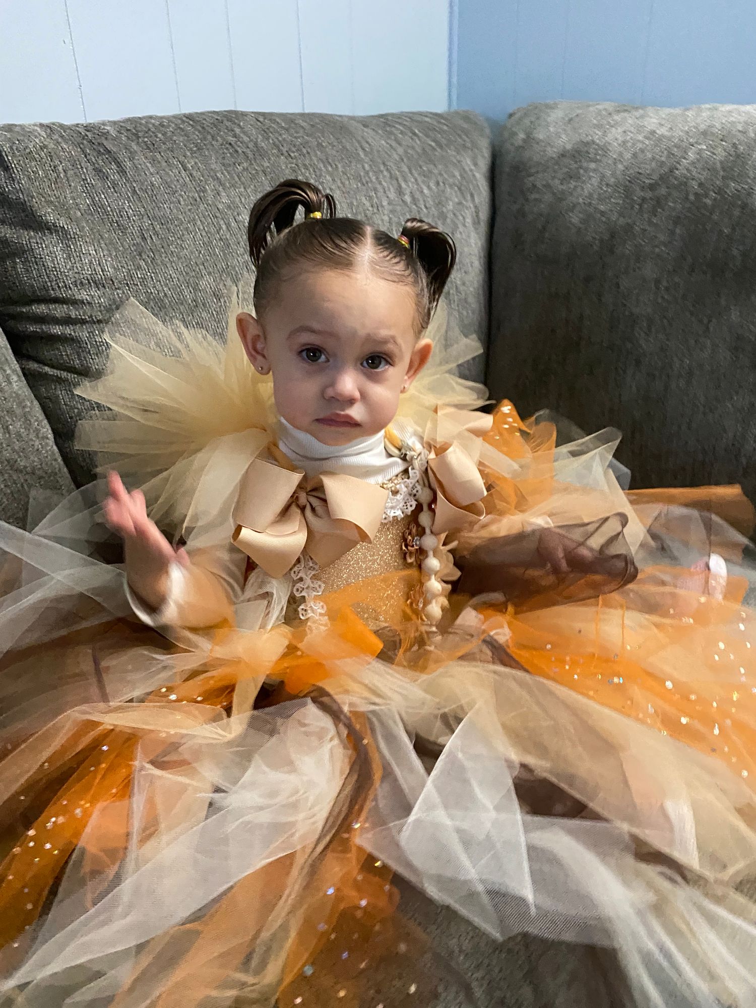 golden fairy dress Kids Halloween Costume above-knee