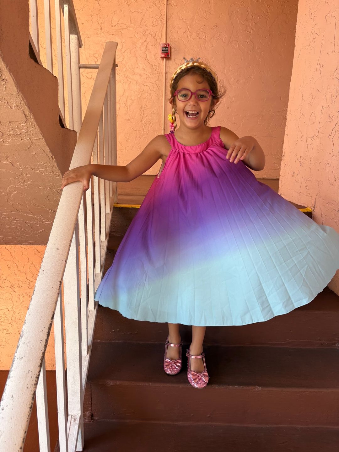 Ocean Sunset Ombre Pleated Hi-Lo Dress – Mia Belle Girls