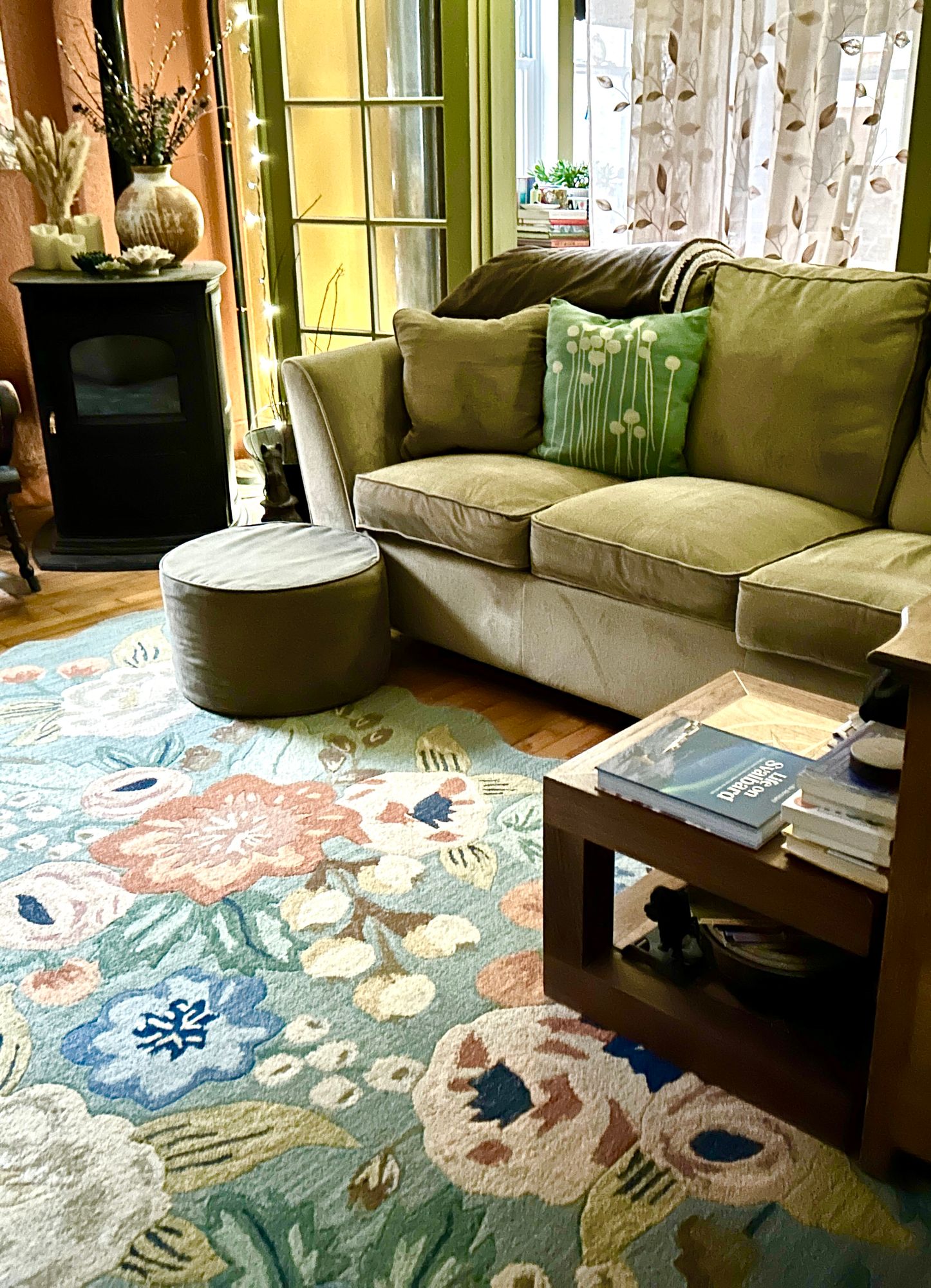 Vintage Blossoms Wool-Hooked Rug in Sage | Rifle Paper Co