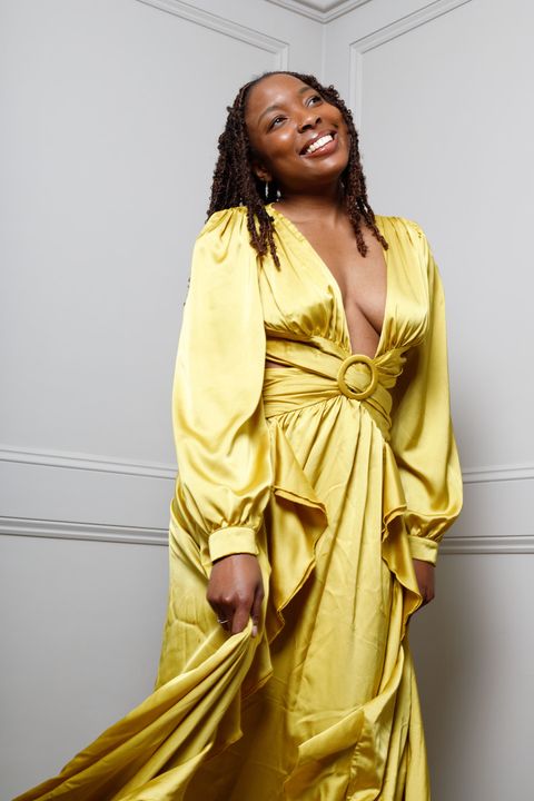 boohoo satin ruffle plunge maxi dress Rent Boohoo Chartreuse Satin Ruffle Plunge Maxi Dress