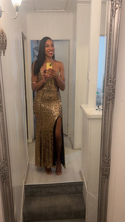 Rent Dress The Population Gold Fernanda Dress | Hirestreet Rent Dress The Population Gold Fernanda Dress | Hirestreet