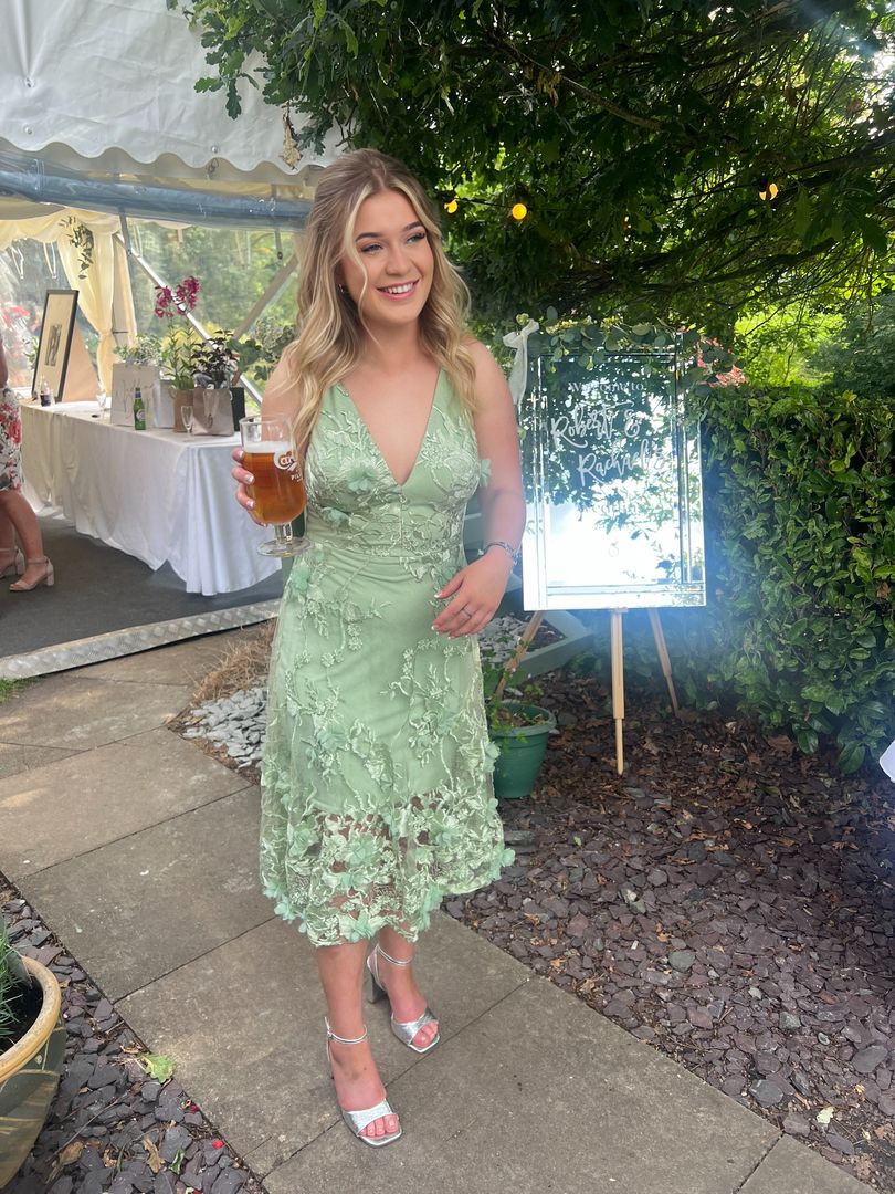 Rent Dress The Population Audrey Floral Effect Sage Midi Dress