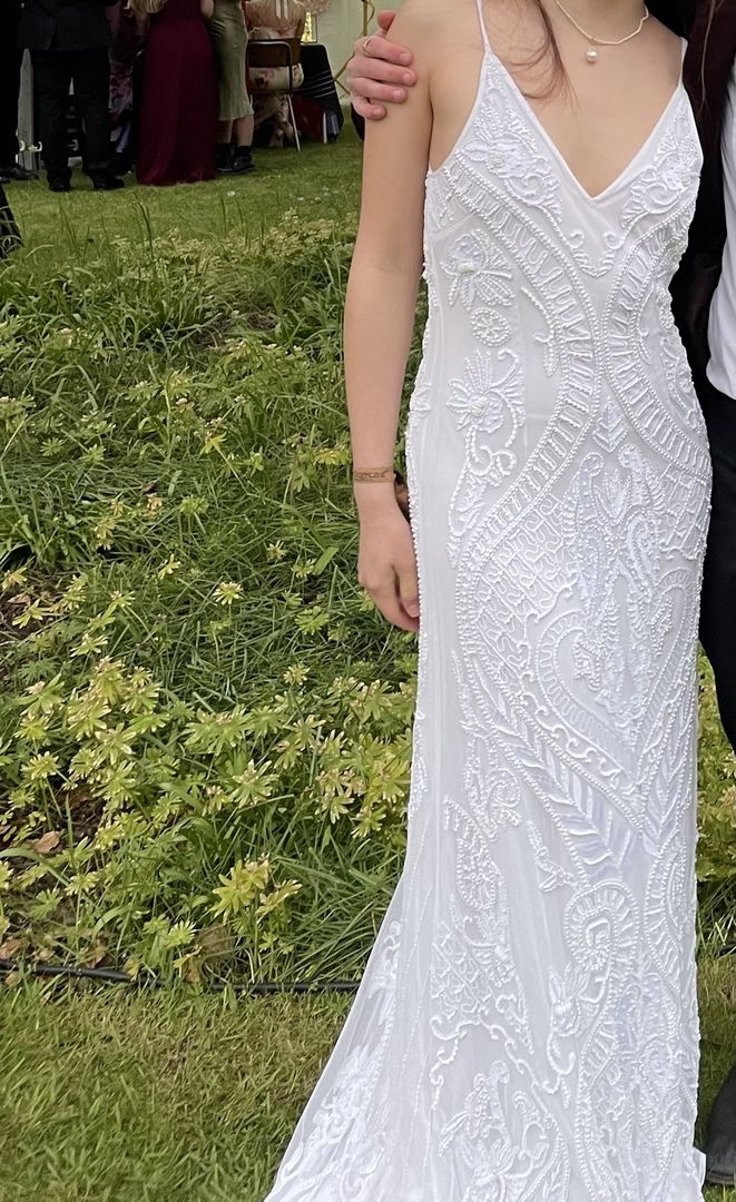 Rent Asos Edition Neve Placement Embroidered And Beaded Cami Dress In Ivory 