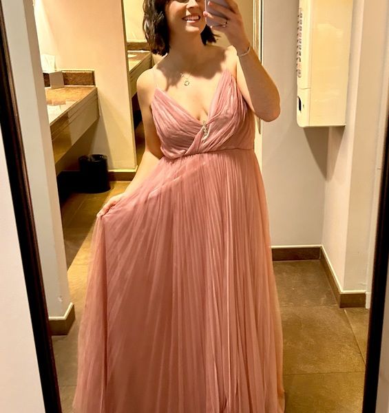 white christmas dresses Asos Design Cami Pleated Tulle Maxi Dress In Rose Pink main image 0
