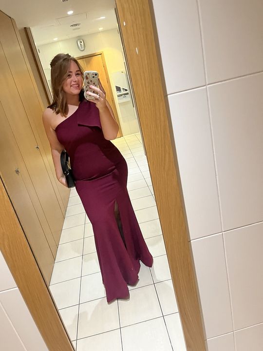 Rent Dress The Population Georgina Dark Magenta One Shoulder Maxi Dress |  Hirestreet