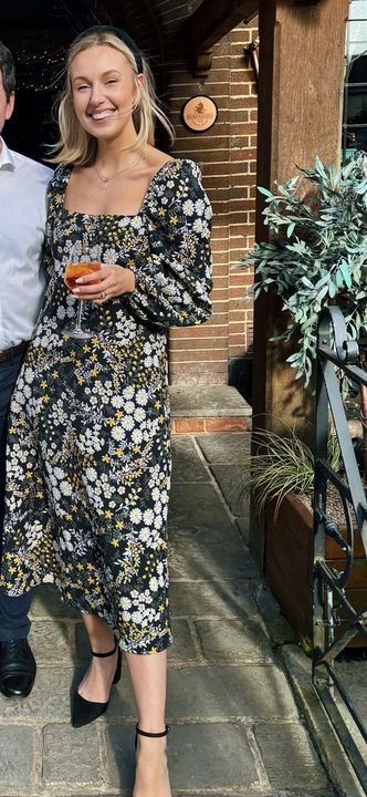 white christmas dresses Rent Asos Design Jacquard Puff Sleeve Midi Dress In Dark Floral main image 0