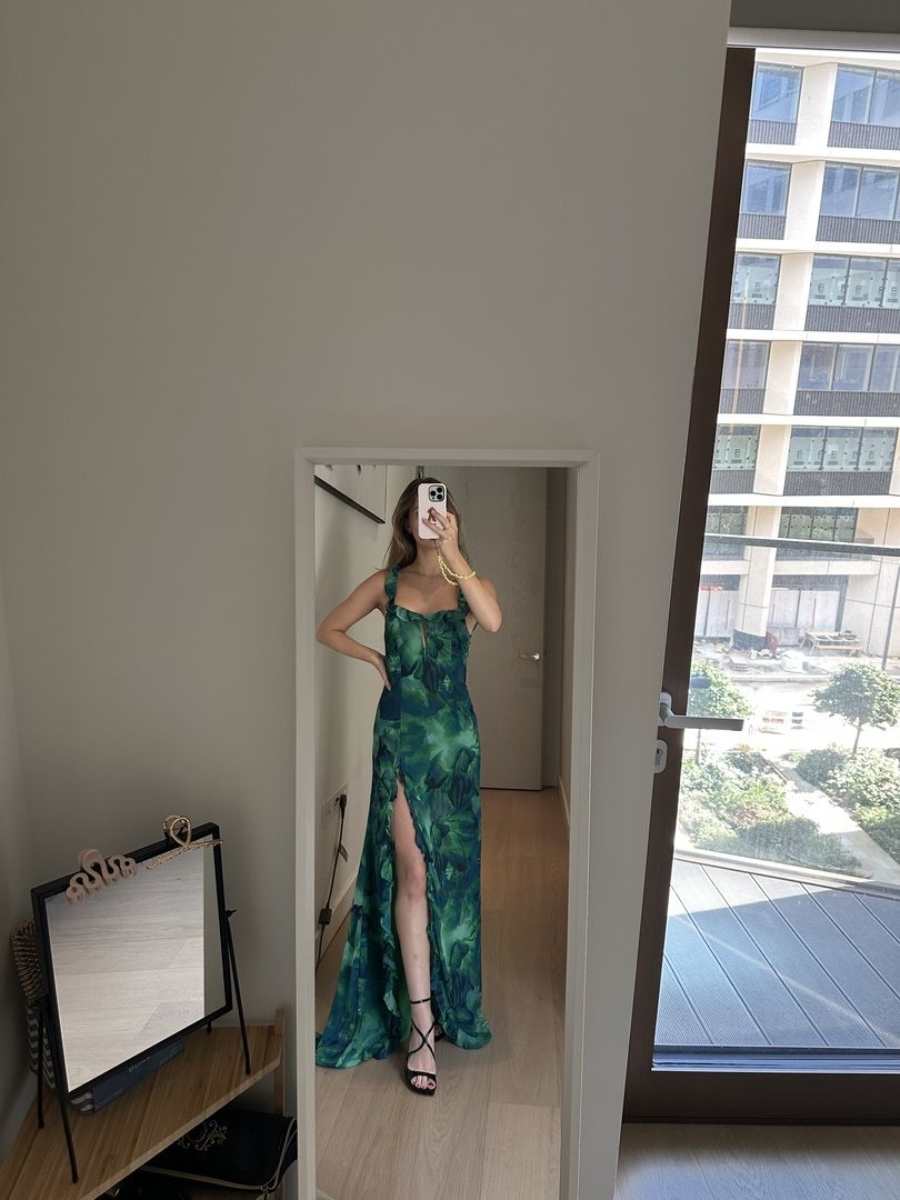 Rent Runaway The Label Evey Calista Green Maxi Dress | Hirestreet