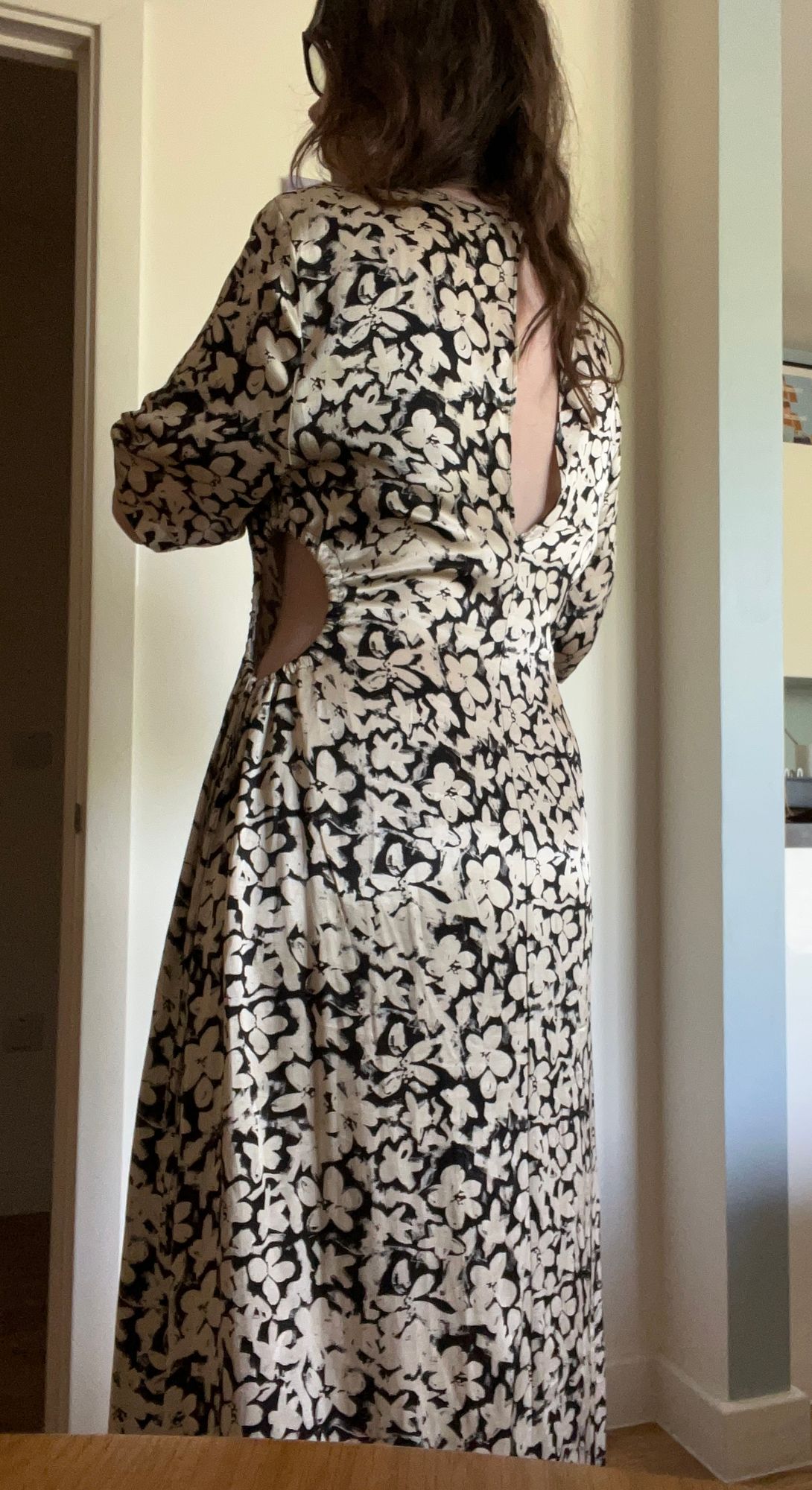 topshop floral cut out dress Topshop Floral Cut Out Midi Dress In Mono