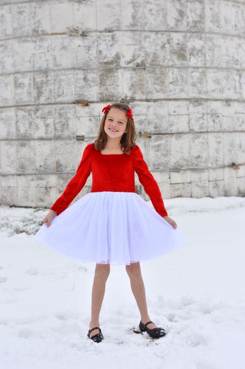 Girls' Velvet Tutu Christmas Dress - Santa Baby, Red & White  Little  Stocking Company