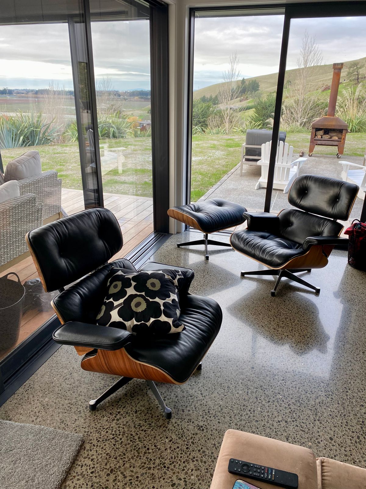 Replica Eames Lounge Ottoman Set Black – nood