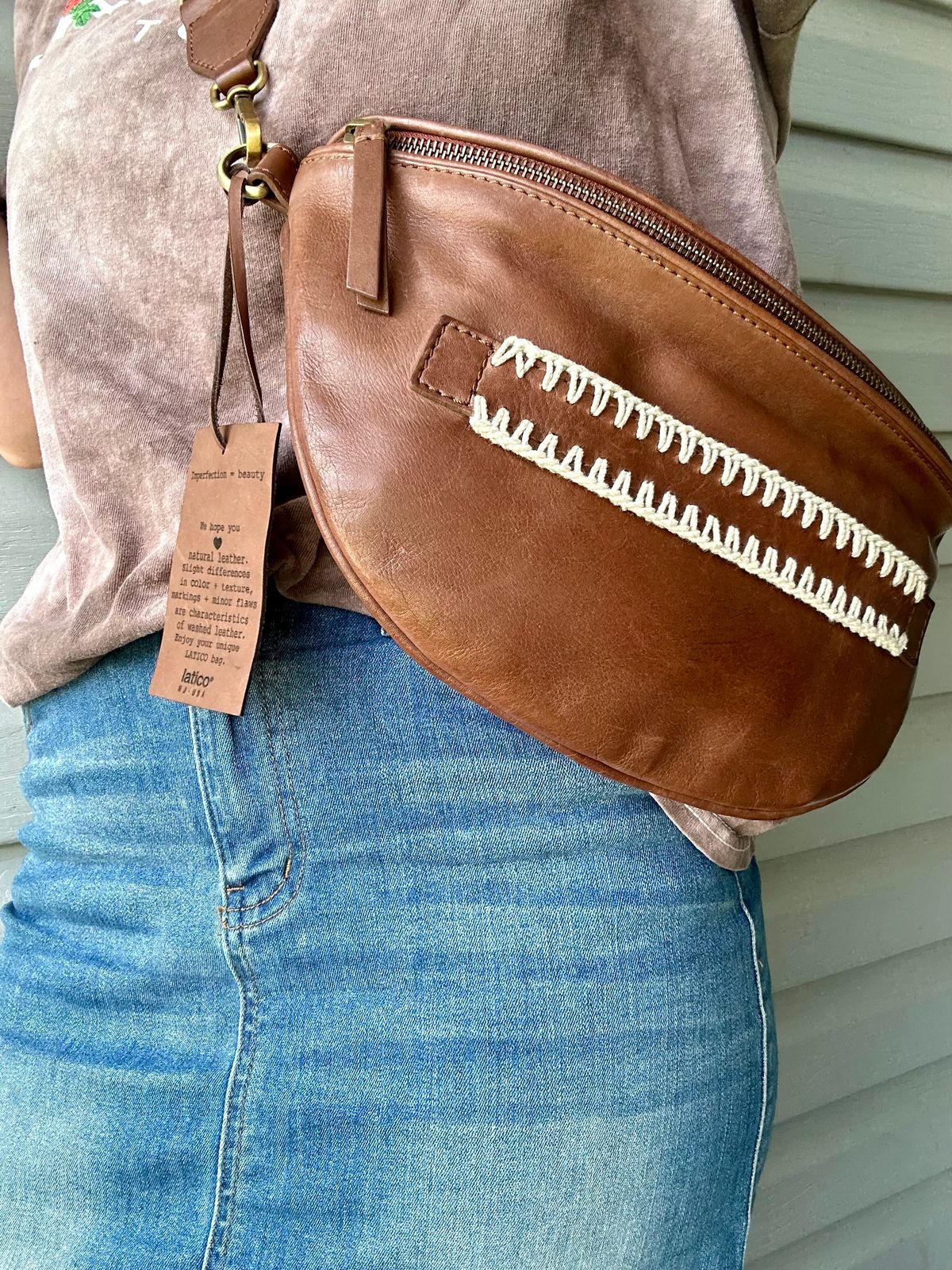 Latico USA White Leather Studded Belt Bag Fanny Pack Crossbody One Collection main image 2