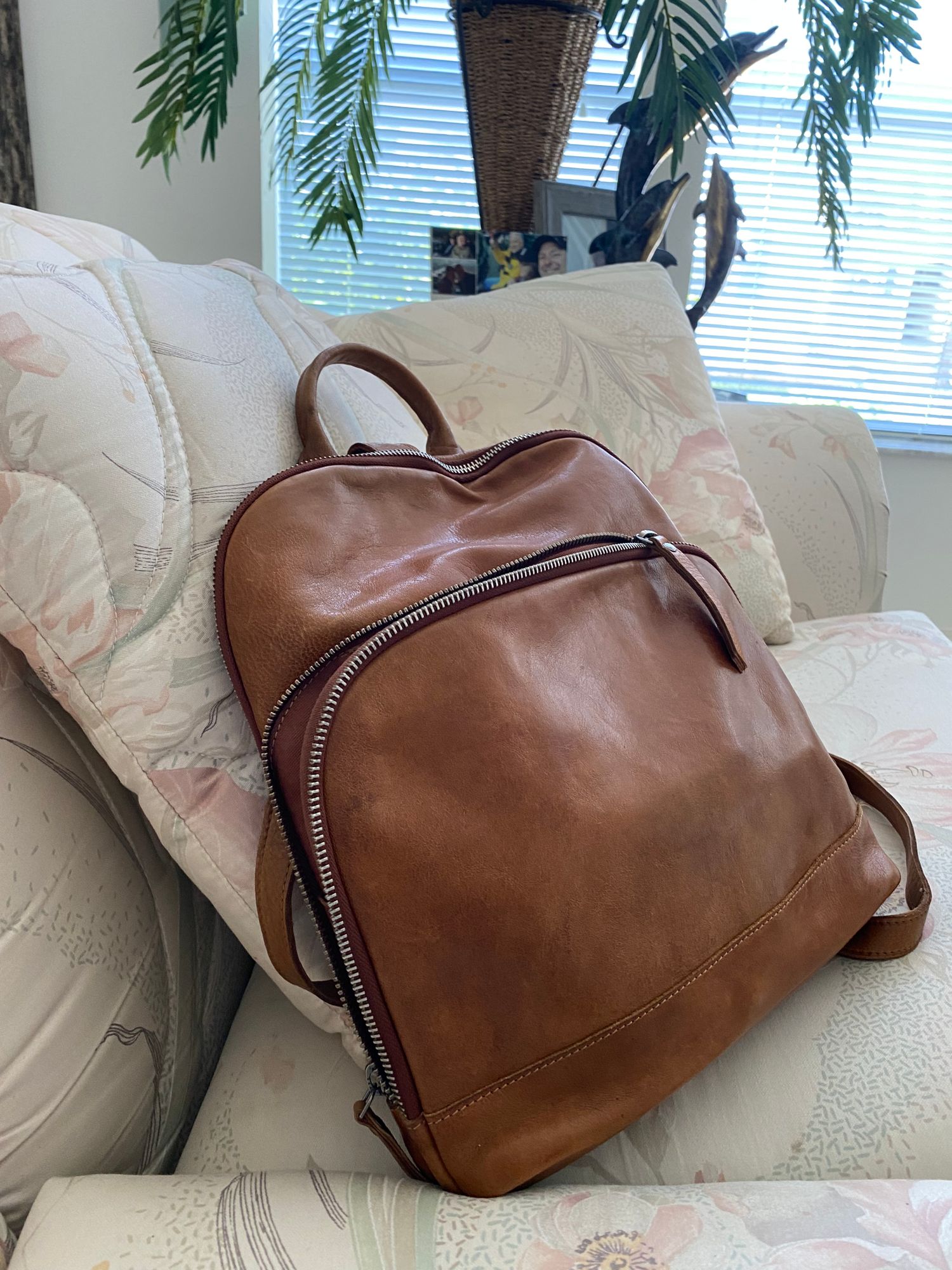 Gorgeous Bronze Leather Backpack with Braid Detail Black and Bronze Backpack - Artificial Leather Backpack  main image 3