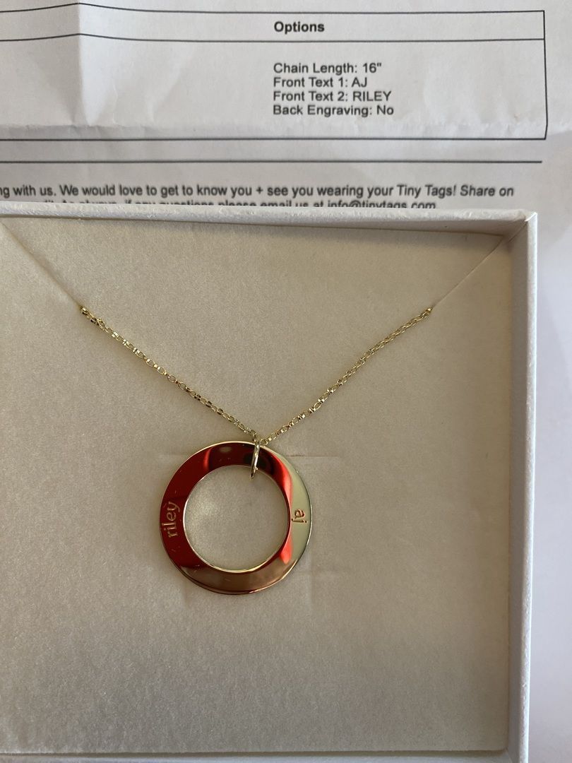 Circle Triple Connecting Ring Necklace, Personalised Hand Stamped 25mm Rings