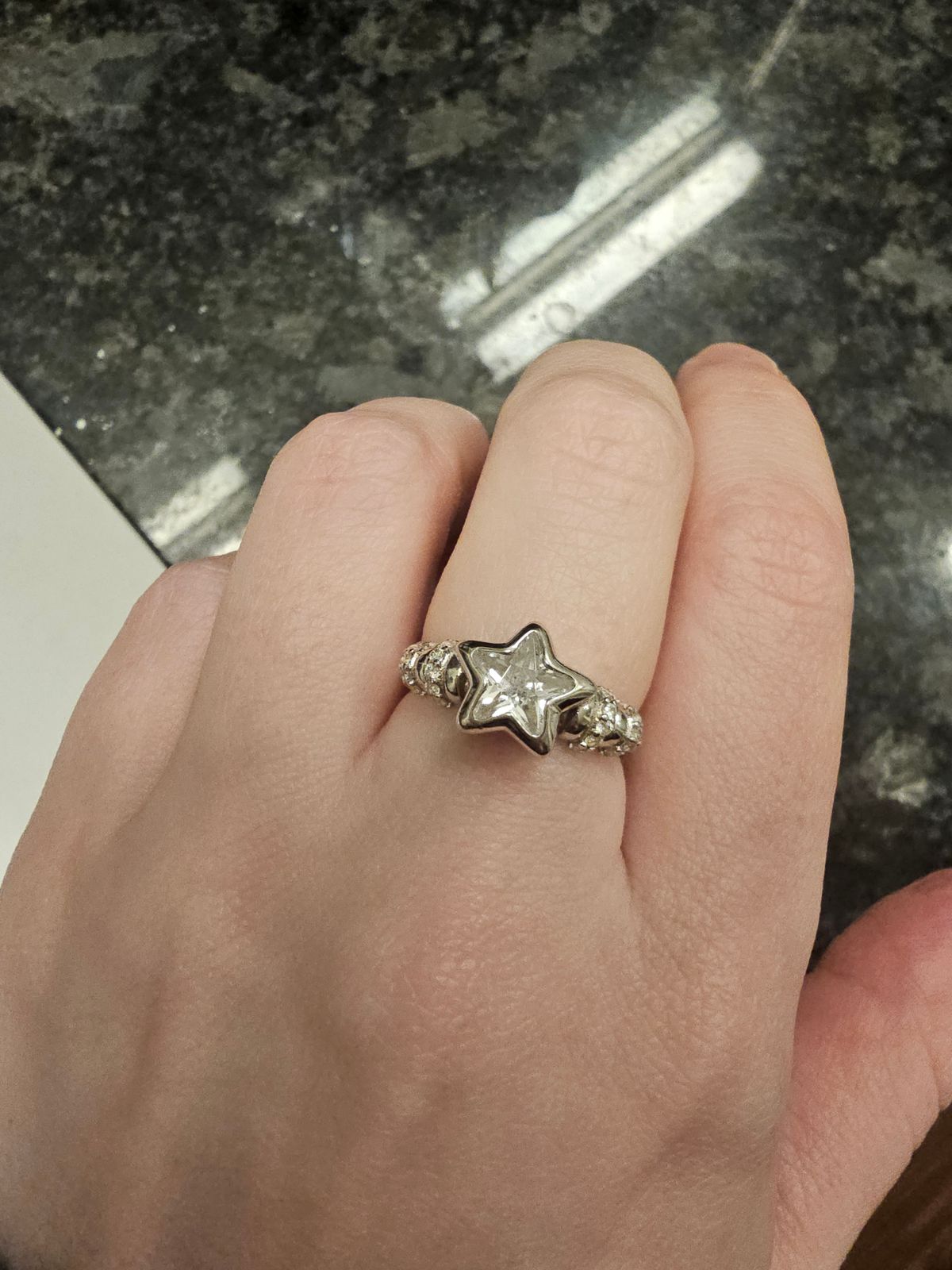 Chunky Vintage .925 SS Ring Featuring a Star Bezel Crystal 