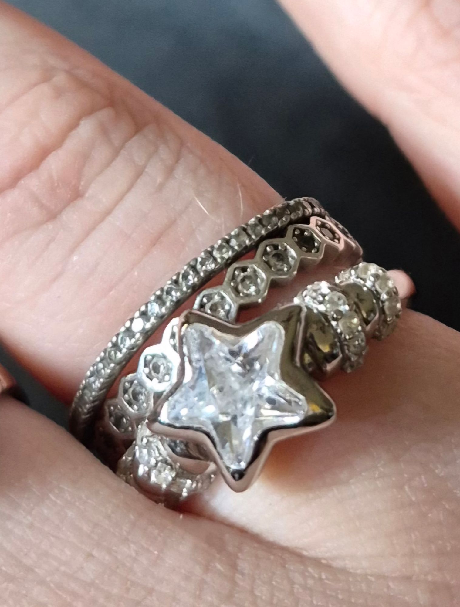 Chunky Vintage .925 SS Ring Featuring a Star Bezel Crystal 