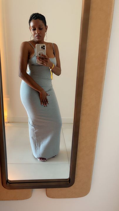 REYNA MAXI BODYCON DRESS IN GREY – AKIRA
